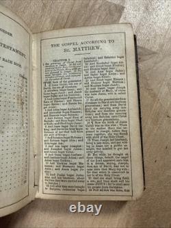 1865 NEW TESTAMENT antique CIVIL WAR ERA old AMERICAN BIBLE SOCIETY leather