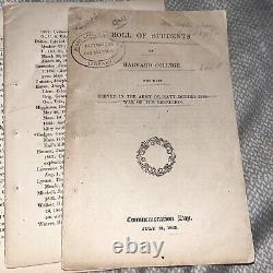 1865 Roll Of Students of Harvard College Who Served in Army Navy in Civil War