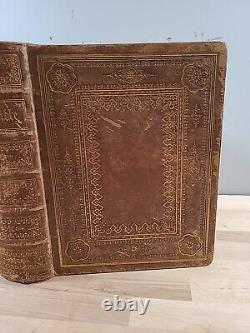 1866 HOLY BIBLE antique CIVIL WAR ERA color frontispiece LEATHER old FAMILY