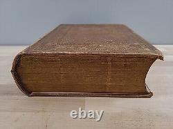 1866 HOLY BIBLE antique CIVIL WAR ERA color frontispiece LEATHER old FAMILY