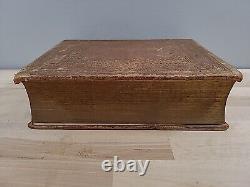 1866 HOLY BIBLE antique CIVIL WAR ERA color frontispiece LEATHER old FAMILY