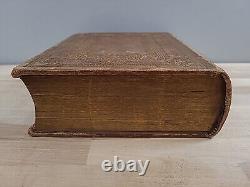 1866 HOLY BIBLE antique CIVIL WAR ERA color frontispiece LEATHER old FAMILY