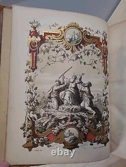 1866 HOLY BIBLE antique CIVIL WAR ERA color frontispiece LEATHER old FAMILY