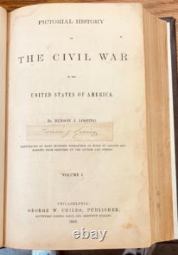 1866 Pictorial History of The Civil War in the US, Benson J. Lossing, signed