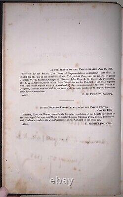 1866, REPORT AMERICAN CIVIL WAR, SIGNED by NEW JERSEY CONGRESSMAN WILLIAM MOORE