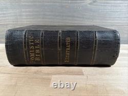 1867 HOLY BIBLE antique POST CIVIL WAR leather INGRAM COBBIN old ILLUSTRATED