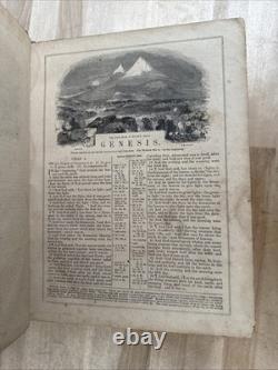 1867 HOLY BIBLE antique POST CIVIL WAR leather INGRAM COBBIN old ILLUSTRATED
