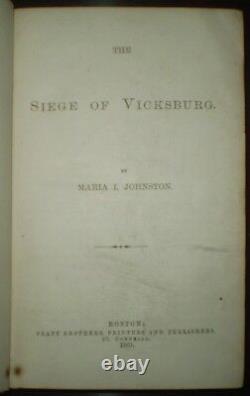 1869, 1st, THE SIEGE OF VICKSBURG, by MARIA I JOHNSTON, CIVIL WAR FICTION