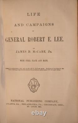 1870 Life & Campaigns General Robert E Lee 1st Edition Fine Leather Illustrated