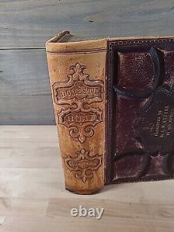 1872 HOLY BIBLE illustrated INGRAM COBBIN family ANTIQUE leather POST CIVIL WAR