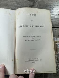 1878 Antique Civil War Book Life of Alexander H. Stephens 1st edition, Rare