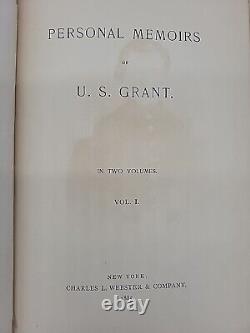 1885 Personal Memoirs Of U. S. Grant Civil War Abraham Lincoln Fine Leather