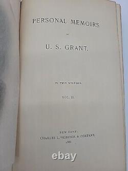 1885 Personal Memoirs Of U. S. Grant Civil War Abraham Lincoln Fine Leather