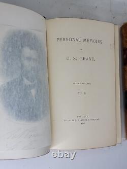 1885 Personal Memoirs Ulysses Grant Vol 1 & 2 US President Civil War Antique HC