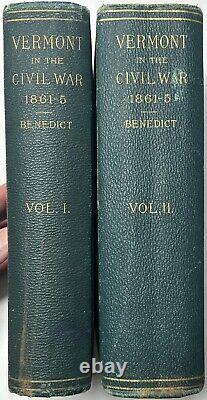 1886 Vermont CIVIL War History Soldiers Sailors Benedict 2 Vols Illustrated Rare
