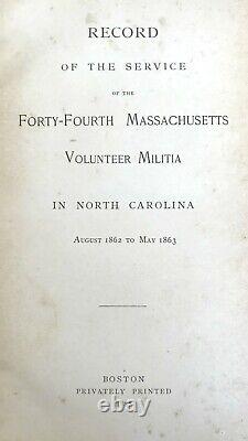 1887 edition MASSACHUSETTS MILITIA Volunteer NORTH CAROLINA CAMPAIGN Civil War
