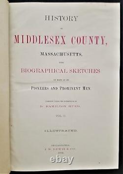 1890 antique MIDDLESEX COUNTY ma HISTORY BIOGRAPHICAL SKETCHES indian civil war
