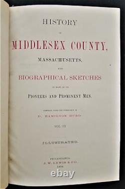 1890 antique MIDDLESEX COUNTY ma HISTORY BIOGRAPHICAL SKETCHES indian civil war