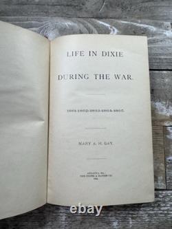 1894 Antique Civil War Book Life in Dixie During the War Gay