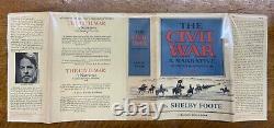 1958 Civil War A Narrative in 3 Volumes INSCRIBED by Author Shelby Foote