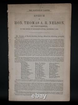 1st, PRE-CIVIL WAR, Original 1859 Pamphlet Speech of Hon. Thomas A. R. Nelson