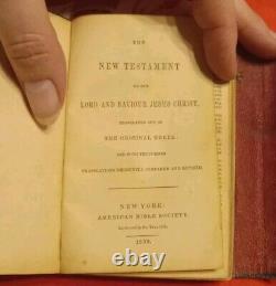 ATQ Pocket Bible NT 1850 Leather Bound Pre Civil War Cowboy Days RARE Wild West