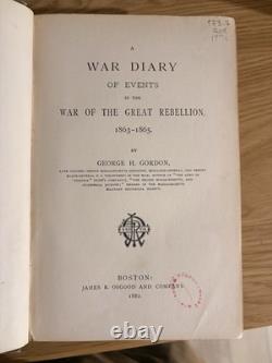 A WAR DIARY OF EVENTS OF THE WAR OF THE GREAT REBELLION 1882 1st Edition RARE