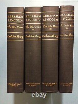 Abraham Lincoln The War Years. Carl Sandburg. 4 Vol. Set. 3/dust Jacket. 1939