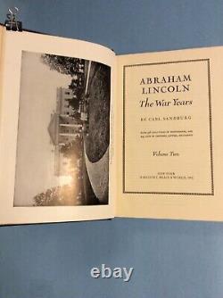 Abraham Lincoln The War Years. Carl Sandburg. 4 Vol. Set. 3/dust Jacket. 1939