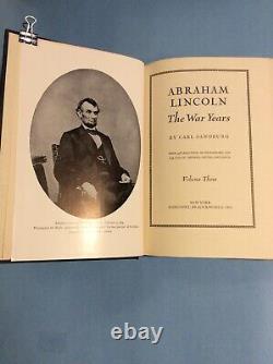 Abraham Lincoln The War Years. Carl Sandburg. 4 Vol. Set. 3/dust Jacket. 1939