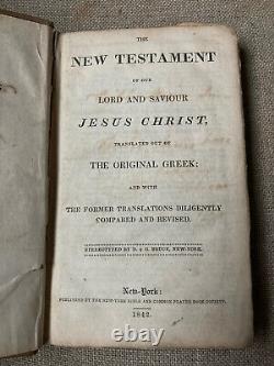 Antique 1842 Pre Civil War American HOLY BIBLE Nice Cloth Binding NY Luce