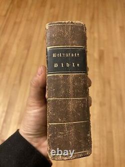 Antique 1842 Pre Civil War American Polyglot BIBLE Illustrated Springfield MA