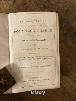 Antique 1842 Pre Civil War American Polyglot BIBLE Illustrated Springfield MA