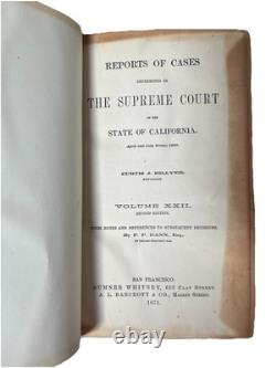 Antique 1850s 1860s California Reports Leather Books Law Legal Civil War Era 10