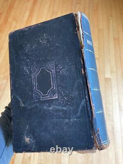 Antique 1854 Pre Civil War American FAMILY HOLY BIBLE Leather Binding NY Safford