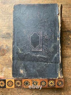 Antique 1854 Pre Civil War American FAMILY HOLY BIBLE Leather Binding NY Safford