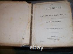 Antique 1857 Civil War Holy Bible Old American Society Large Original Congress