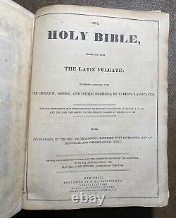 Antique 1862 Holy Bible Hard Cover Civil War Era New York