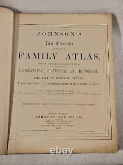 Antique 1863 Civil War Era Johnson's New Illustrated Family Atlas Hardcover