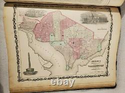 Antique 1863 Civil War Era Johnson's New Illustrated Family Atlas Hardcover