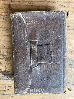 Antique 1864 Civil war era HOLY BIBLE Wallet Binding Hunters ancestry