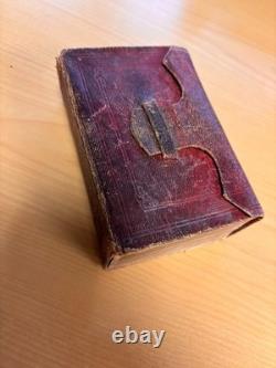 Antique 1868 civil war era HOLY BIBLE Red Leather Wallet Binding