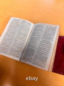 Antique 1868 civil war era HOLY BIBLE Red Leather Wallet Binding