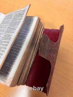 Antique 1868 civil war era HOLY BIBLE Red Leather Wallet Binding