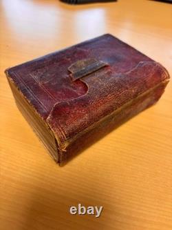 Antique 1868 civil war era HOLY BIBLE Red Leather Wallet Binding