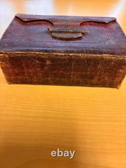 Antique 1868 civil war era HOLY BIBLE Red Leather Wallet Binding