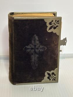Antique Manual Blessed Virgin Velvet Locking Prayer Book Civil War Era 1874 NY