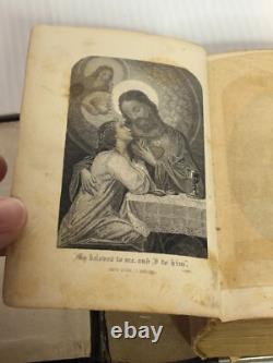 Antique Manual Blessed Virgin Velvet Locking Prayer Book Civil War Era 1874 NY