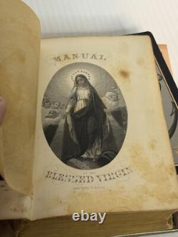 Antique Manual Blessed Virgin Velvet Locking Prayer Book Civil War Era 1874 NY