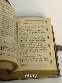 Antique Manual Blessed Virgin Velvet Locking Prayer Book Civil War Era 1874 NY